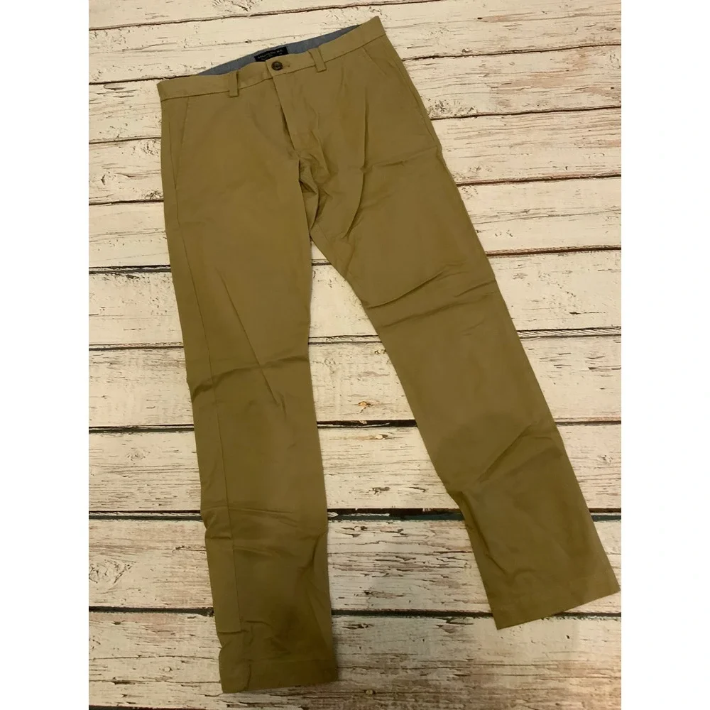 Banana Republic Fulton Skinny Chino Khaki Tan Pants Mens 30x30 Stretch Cotton